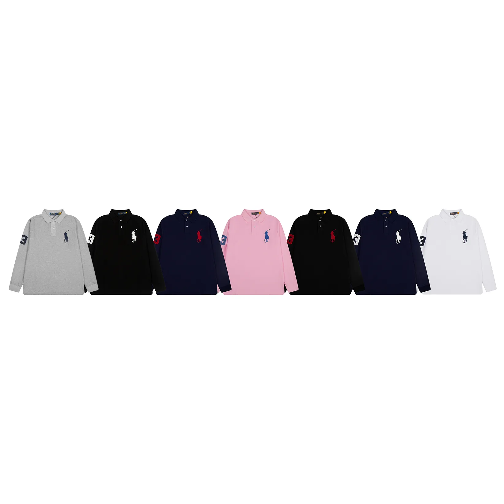 P200 White background picture [Evergreen all year round] Style number: 25101# (on sale all year round) Color: black white label/black red label/navy blue white label/navy blue red label/white/pink/grey Size: S to Pearlescent buttons on white background ✅ - The placket chiffon film is professionally processed ✅ -Ralph Lauren's classic Malaysian logo Polo｜Unlock the British retro sports style. Use 220g heavy double-sided piqué cotton to create a tall silhouette. The iconic Malaysian embroidery logo interprets American origin. The solid color system can easily control formal and casual scenes.